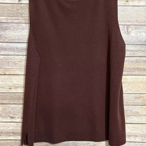 EILEEN FISHER Merino Wool Crew Neck Sleeveless Top Dark Brown Size L NWT $198 - Picture 5 of 9